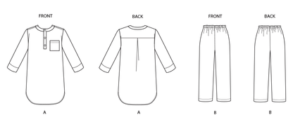 Simplicity S9218 sewing pattern envelope showing lounge tunic and trousers