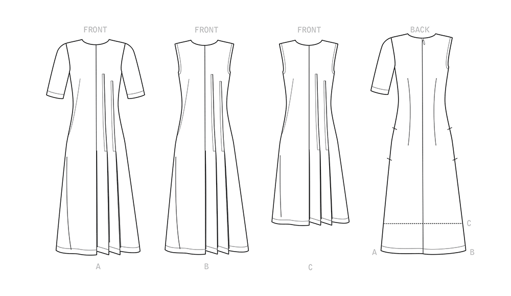 Simplicity S9223 sewing pattern envelope showing asymmetric pleated dress
