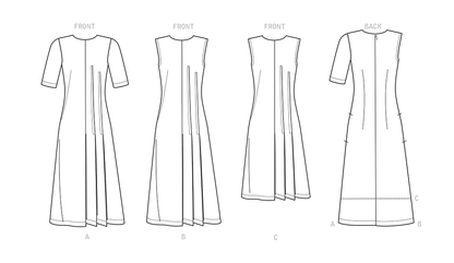 Simplicity S9223 sewing pattern envelope showing asymmetric pleated dress
