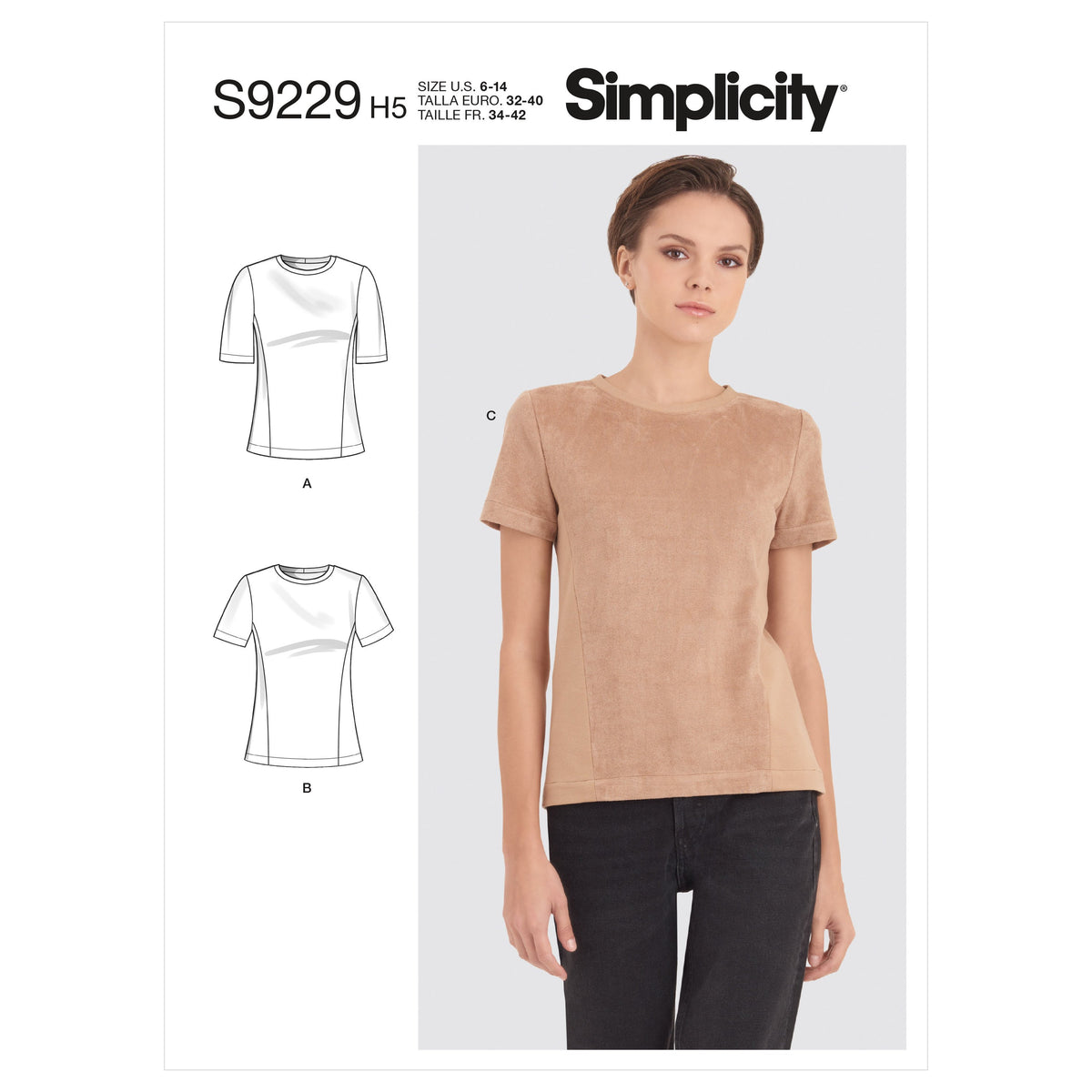 Simplicity S9229 sewing pattern envelope showing women's tops