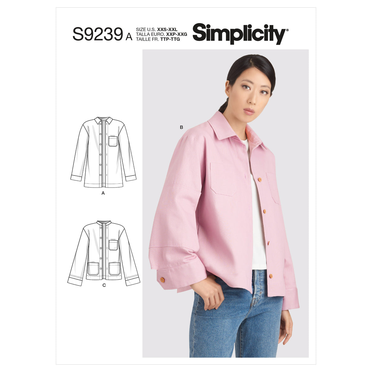 Simplicity S9239 sewing pattern envelope showing women's jackets