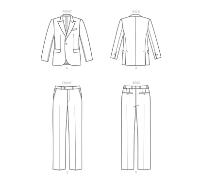 Simplicity S9241 sewing pattern envelope showing men's suit jacket and trousers