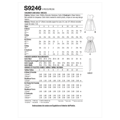 Simplicity S9246 sewing pattern envelope showing girls' dirndl dress