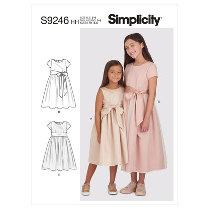 Simplicity S9246 sewing pattern envelope showing girls' dirndl dress