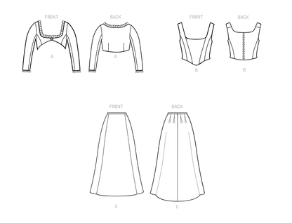 Simplicity S9247 sewing pattern envelope showing Victorian bolero, corset and skirt costume