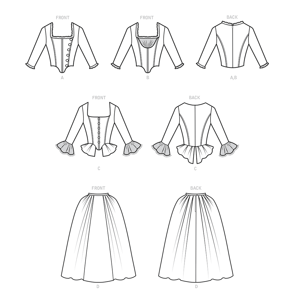 Simplicity S9251 sewing pattern envelope showing 18th century inspired costume