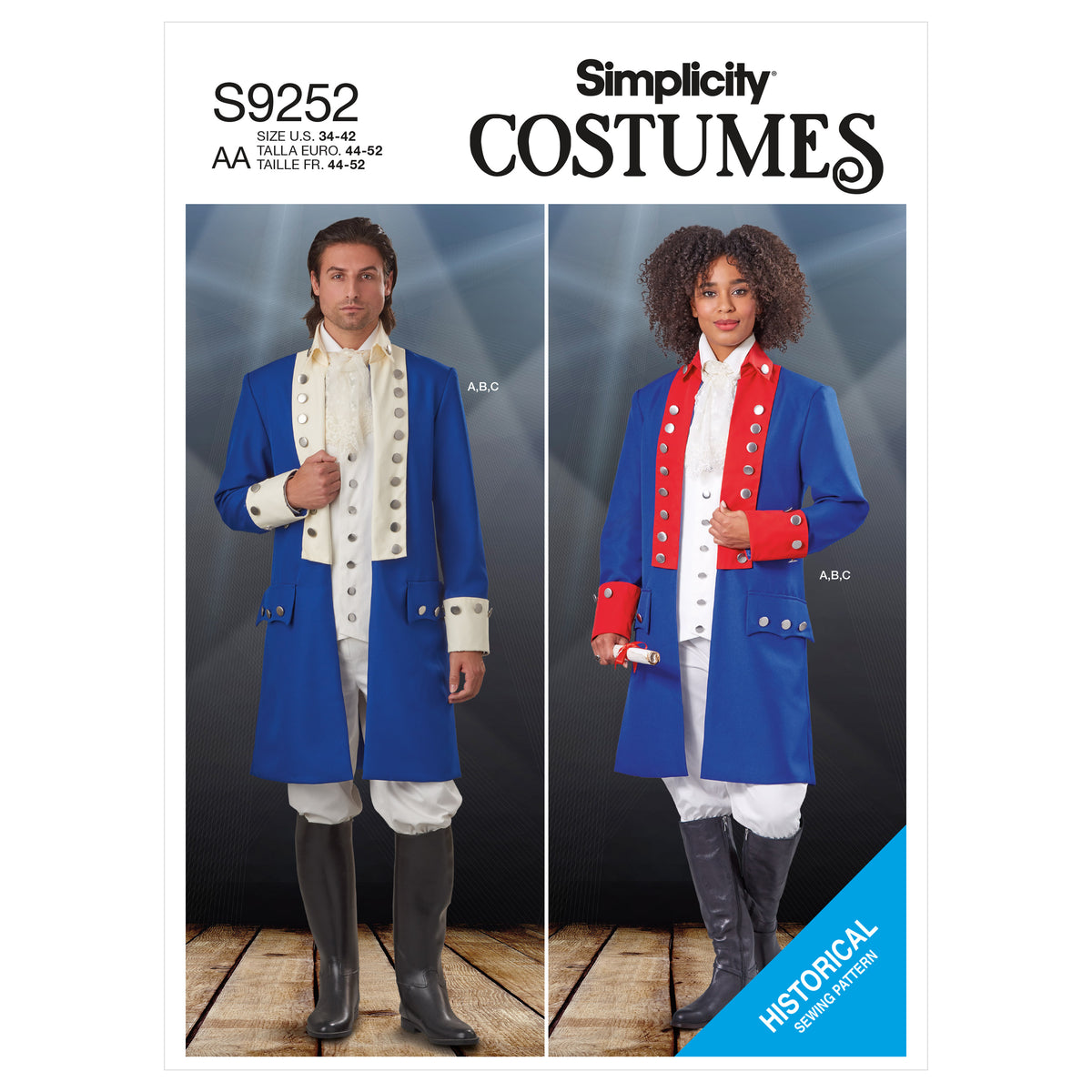 Simplicity S9252 sewing pattern envelope showing continental uniform costume