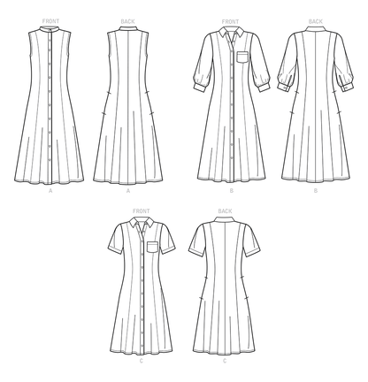 Simplicity sewing pattern S9260 envelope showing a button front dress