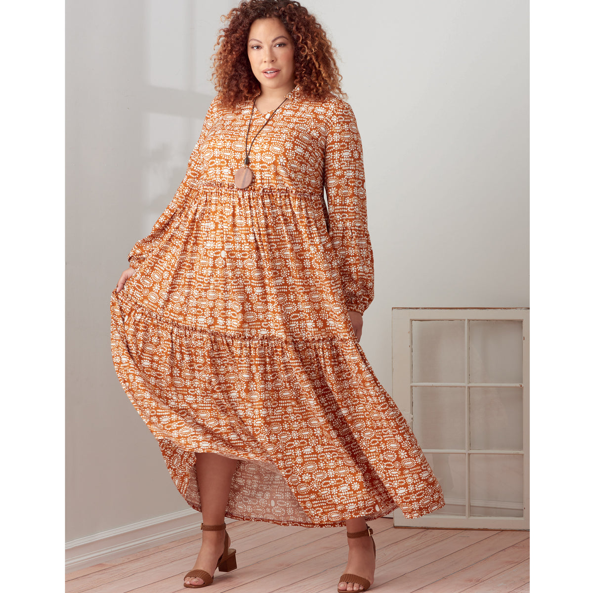 Simplicity sewing pattern S9265 envelope showing a tiered dress