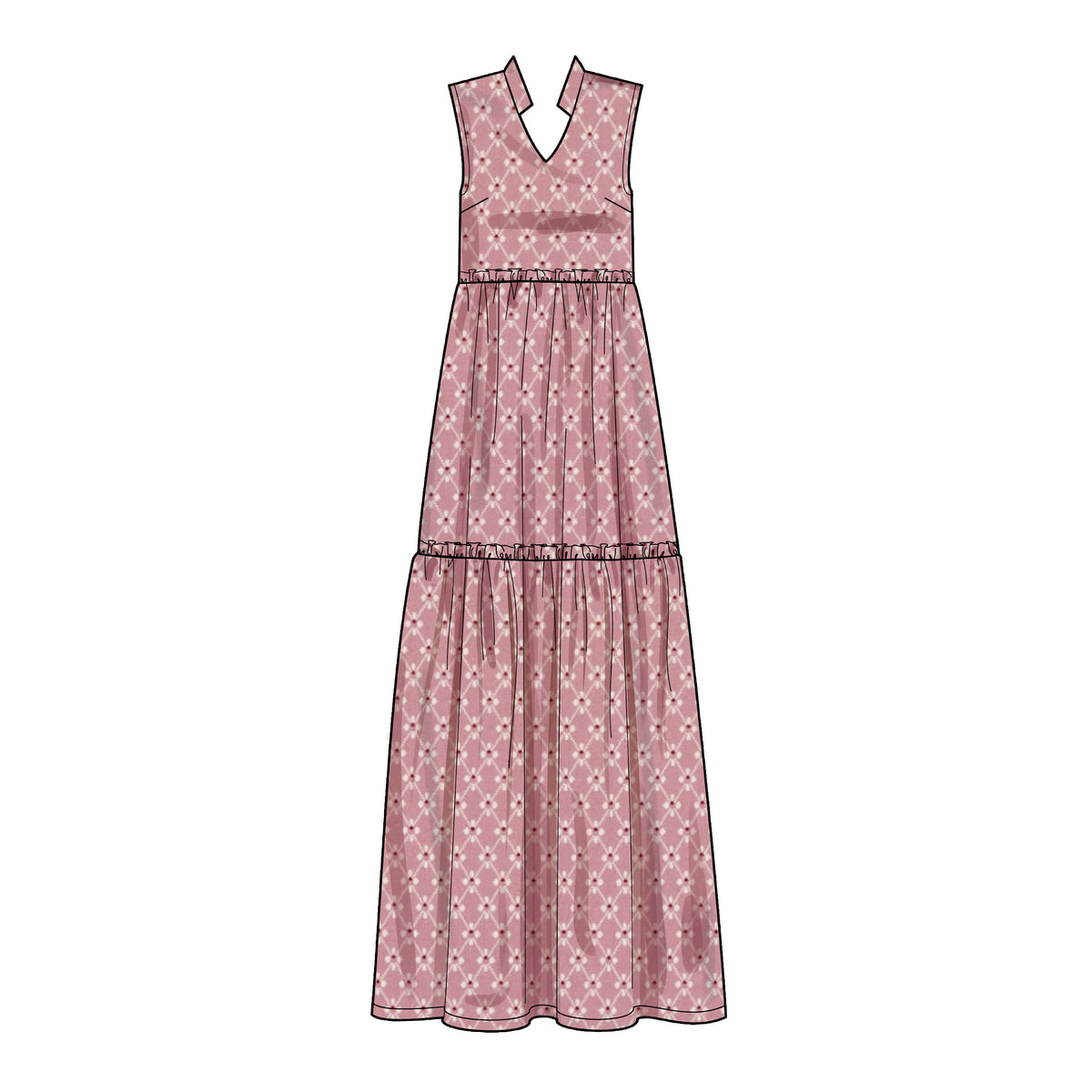 Simplicity sewing pattern S9265 envelope showing a tiered dress