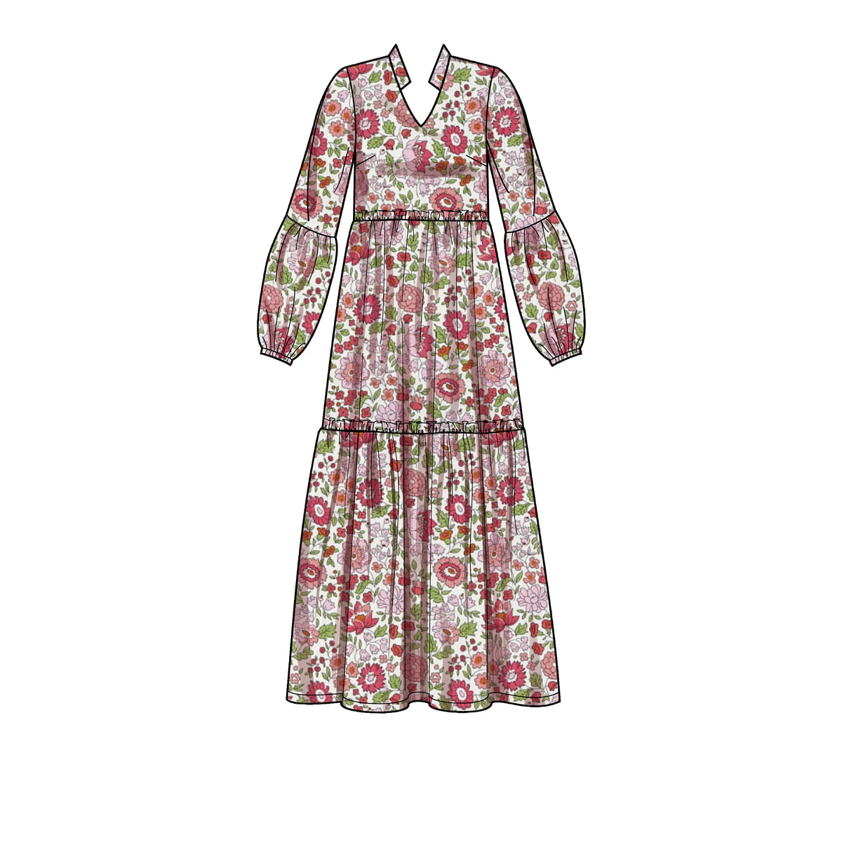 Simplicity sewing pattern S9265 envelope showing a tiered dress