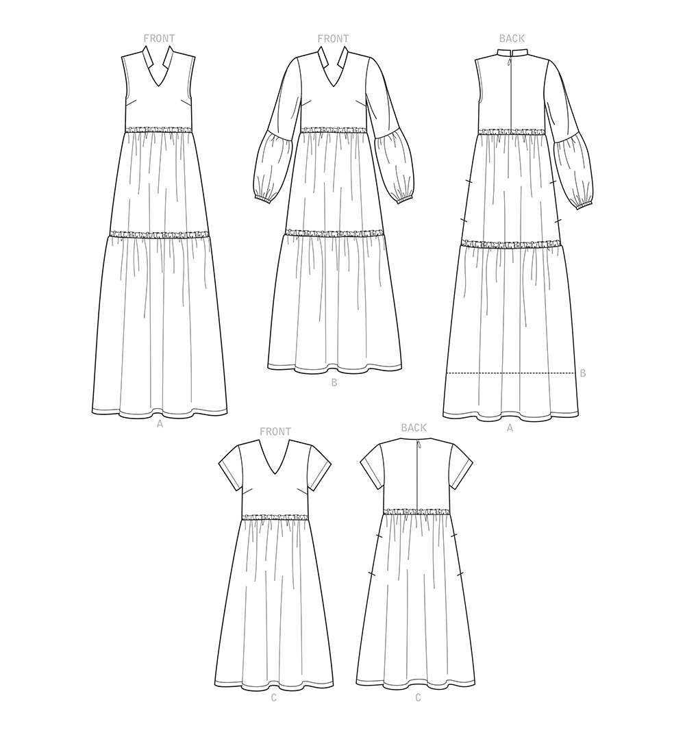 Simplicity sewing pattern S9265 envelope showing a tiered dress