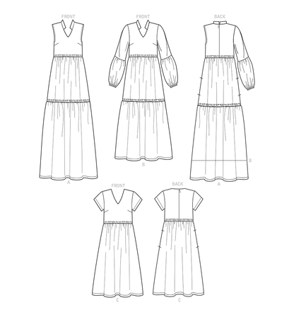 Simplicity sewing pattern S9265 envelope showing a tiered dress