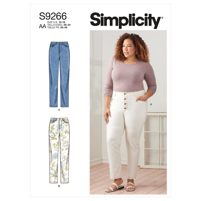 Simplicity sewing pattern S9266 envelope showing vintage style jeans