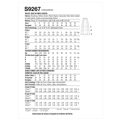 Simplicity sewing pattern S9267 envelope showing a skirt or trousers