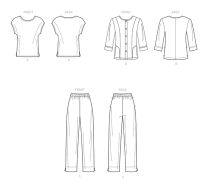 Simplicity sewing pattern S9269 envelope showing tops and cropped trousers