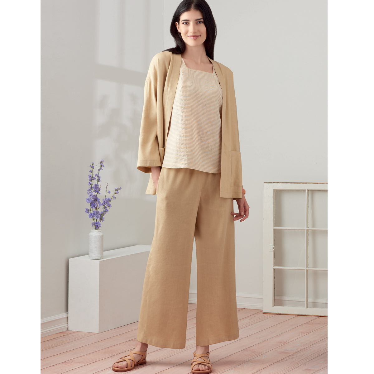 Simplicity sewing pattern S9271 envelope showing a jacket, tank top and trousers