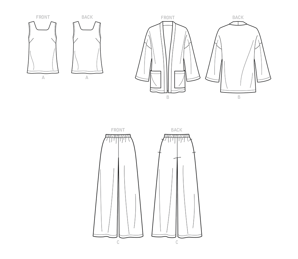 Simplicity sewing pattern S9271 envelope showing a jacket, tank top and trousers