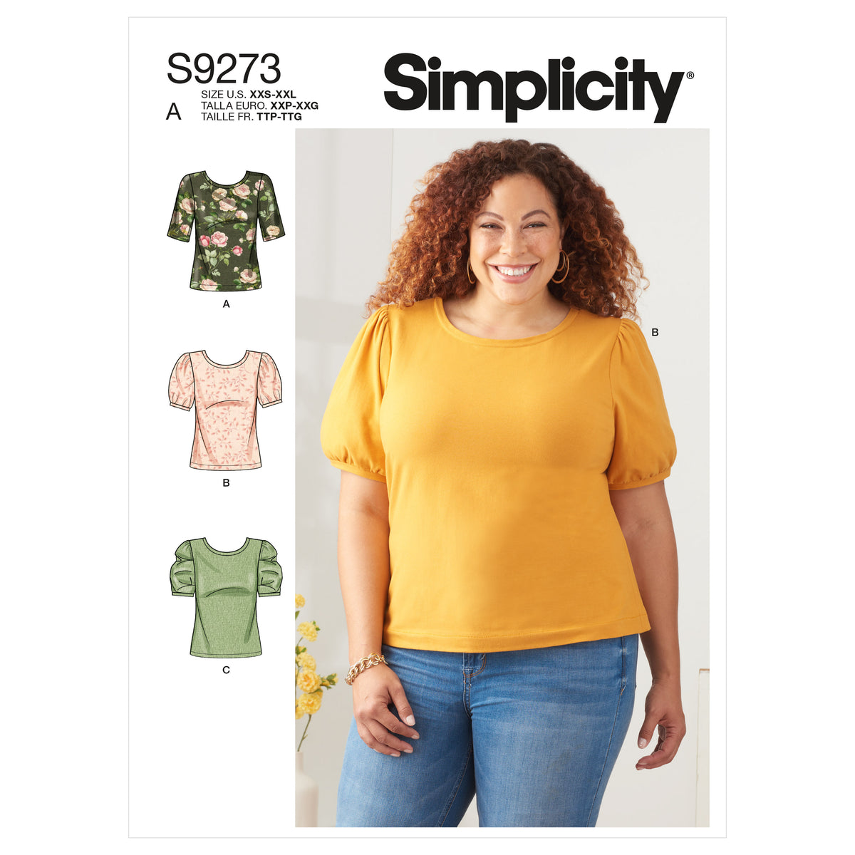 Simplicity sewing pattern S9273 envelope showing knit tops