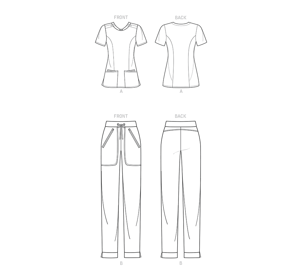 Simplicity sewing pattern S9276 envelope showing scrubs