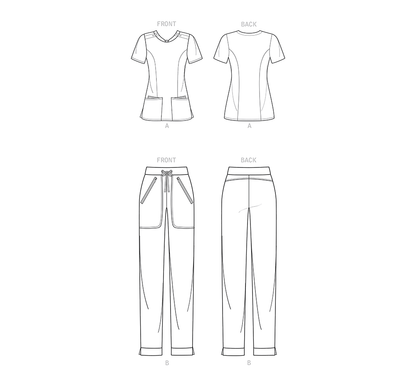 Simplicity sewing pattern S9276 envelope showing scrubs