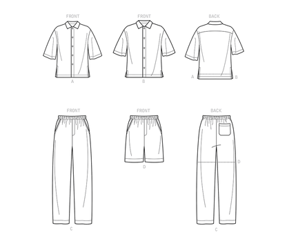 Simplicity sewing pattern S9279 envelope showing a shirt with trousers or shorts