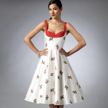 Simplicity sewing pattern S9284 envelope showing a boned bodice dress