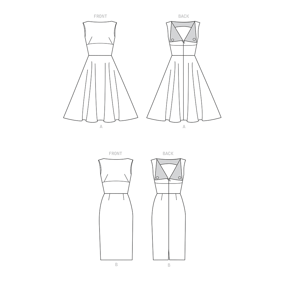 Simplicity sewing pattern S9286 envelope showing a lined bodice dress