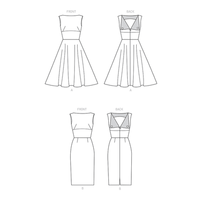 Simplicity sewing pattern S9286 envelope showing a lined bodice dress