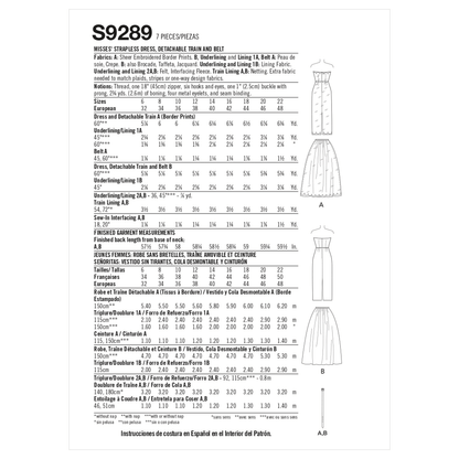 Simplicity sewing pattern S9289 envelope showing a special occasion boned bodice