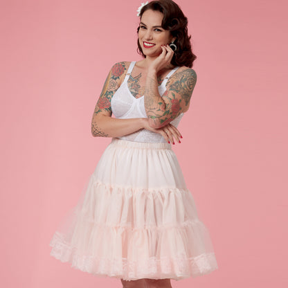 Simplicity sewing pattern S9293 envelope showing a boned bodice with ruffled skirt