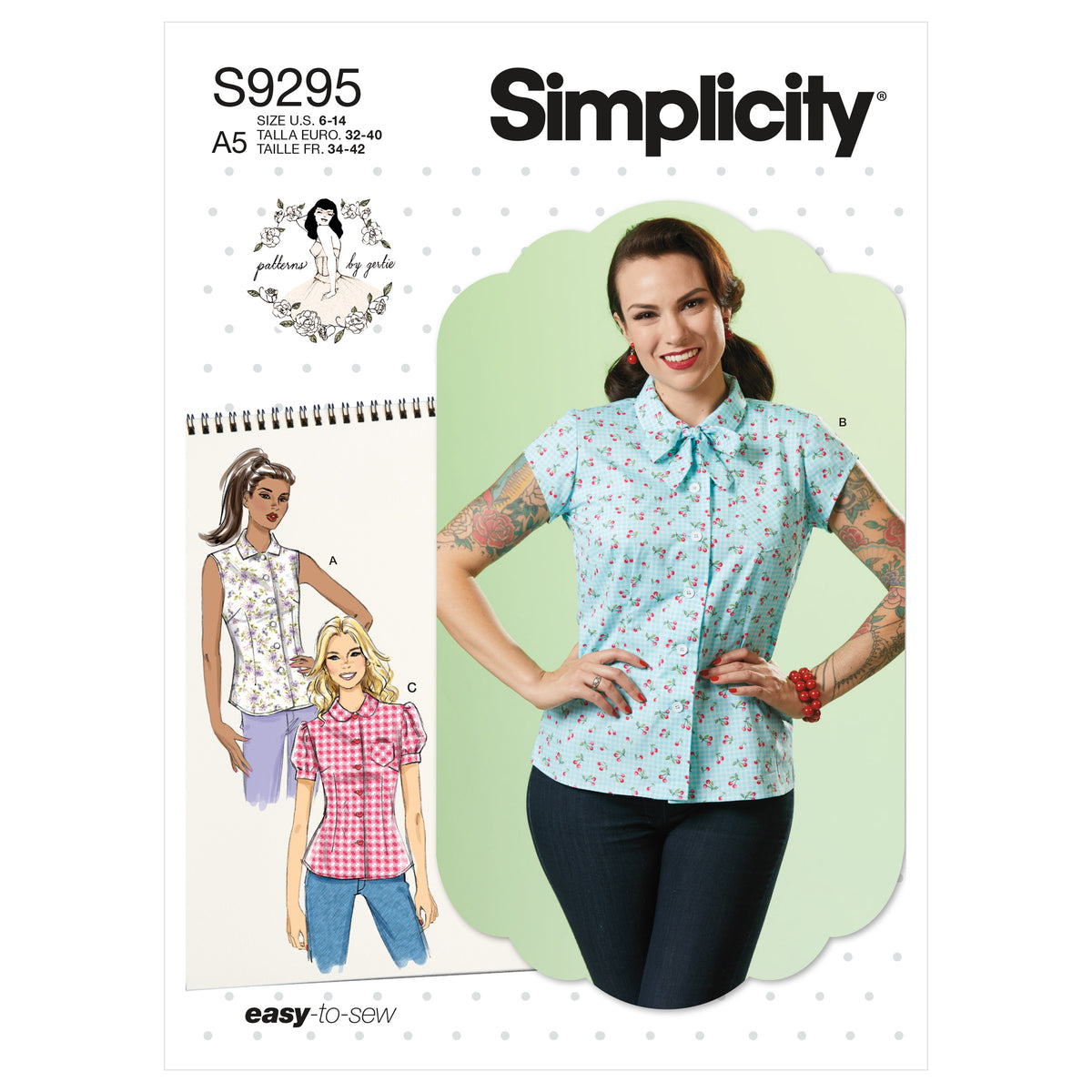 Simplicity S9295 sewing pattern envelope showing misses' top & vest designs