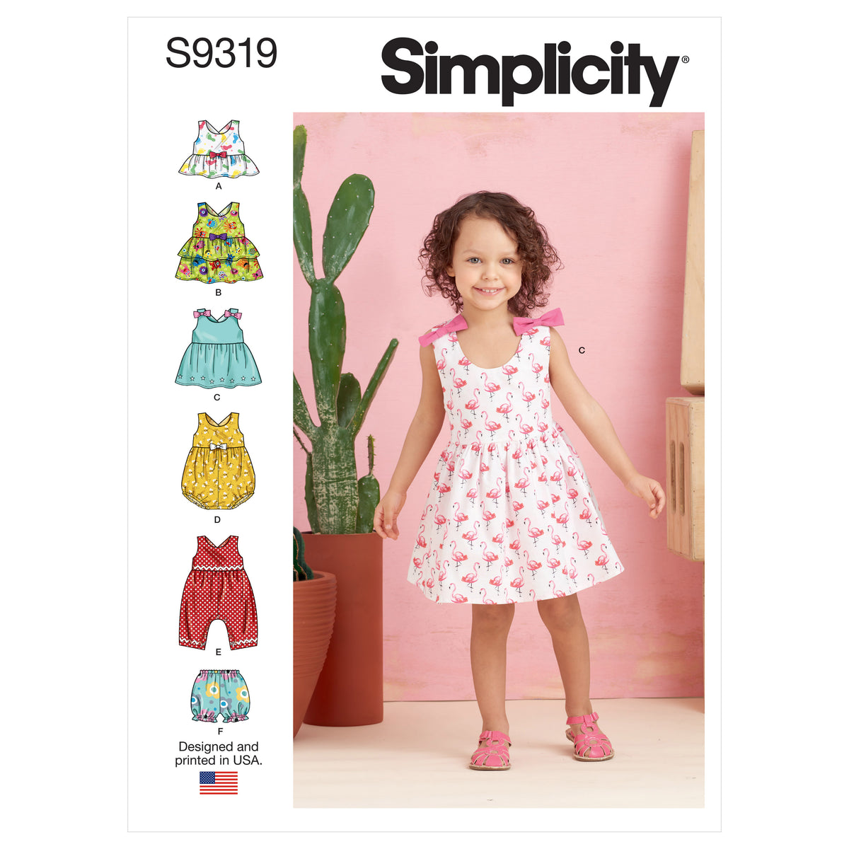 Simplicity S9319 sewing pattern envelope showing toddler casual wear designs