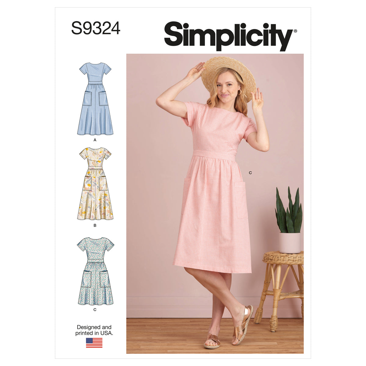 Simplicity S9324 sewing pattern envelope showing misses' dress designs