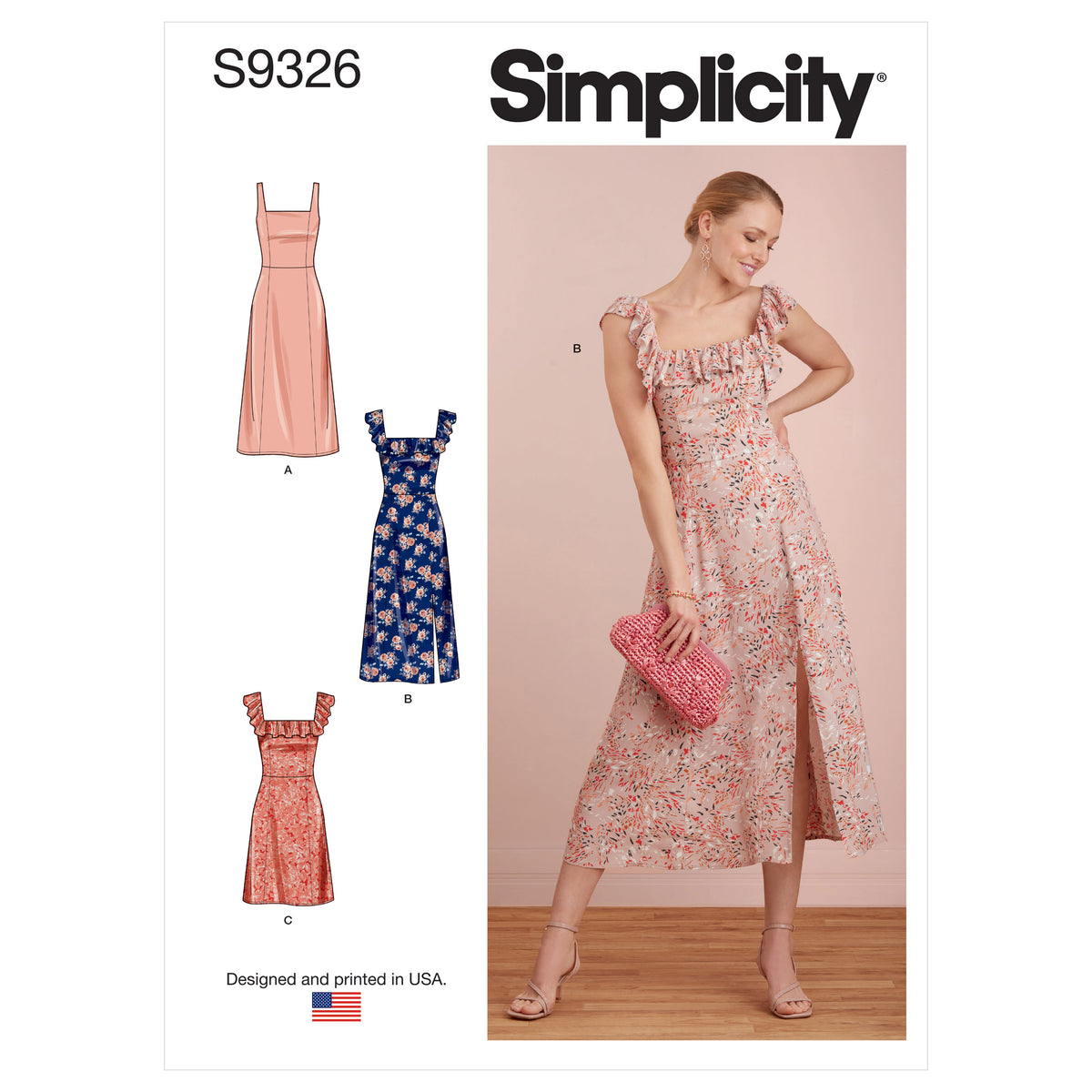 Simplicity S9326 sewing pattern envelope showing misses' dress designs