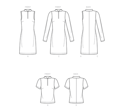 Simplicity S9328 sewing pattern envelope showing misses' knit dress & top designs