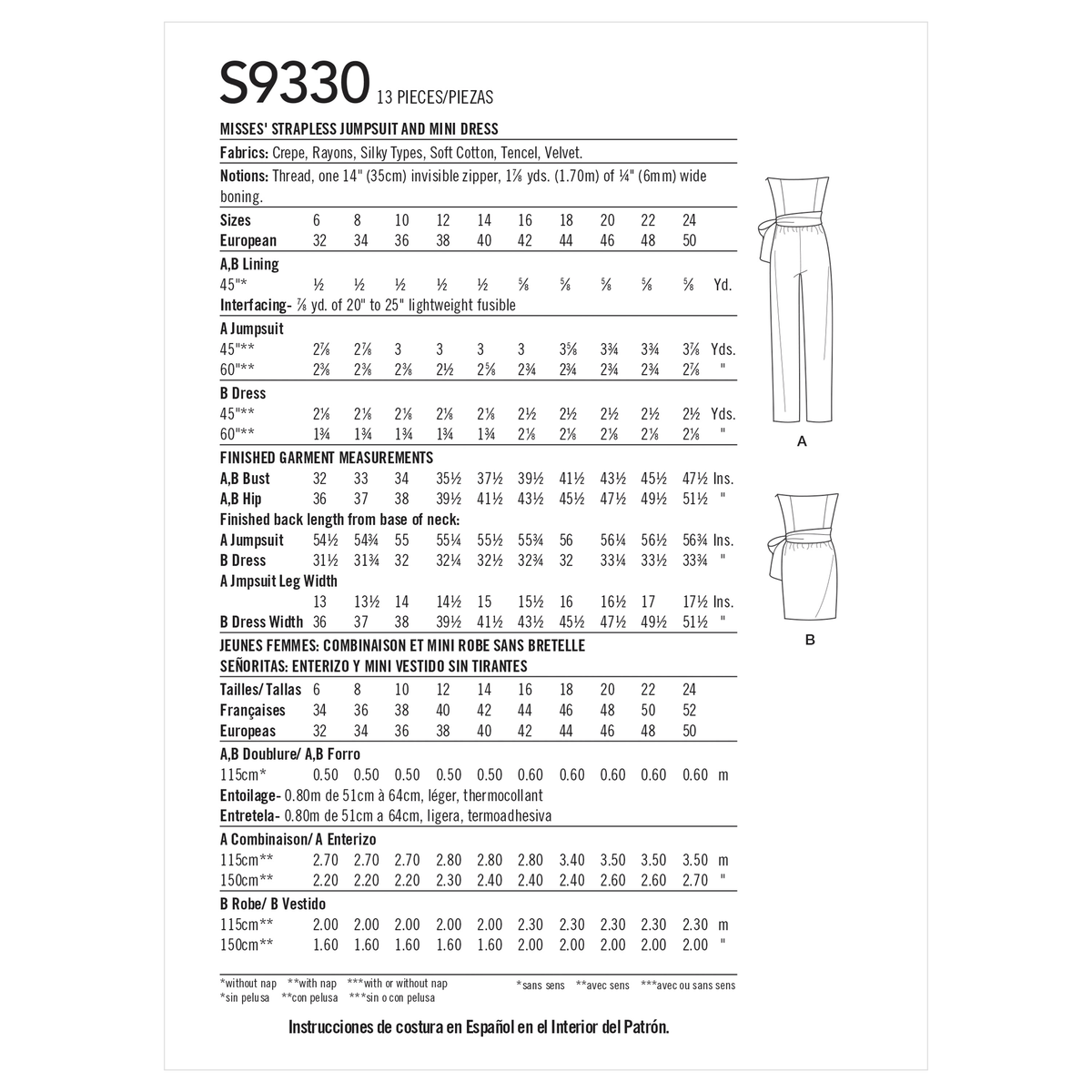 Simplicity S9330 sewing pattern envelope showing misses' casual wear designs