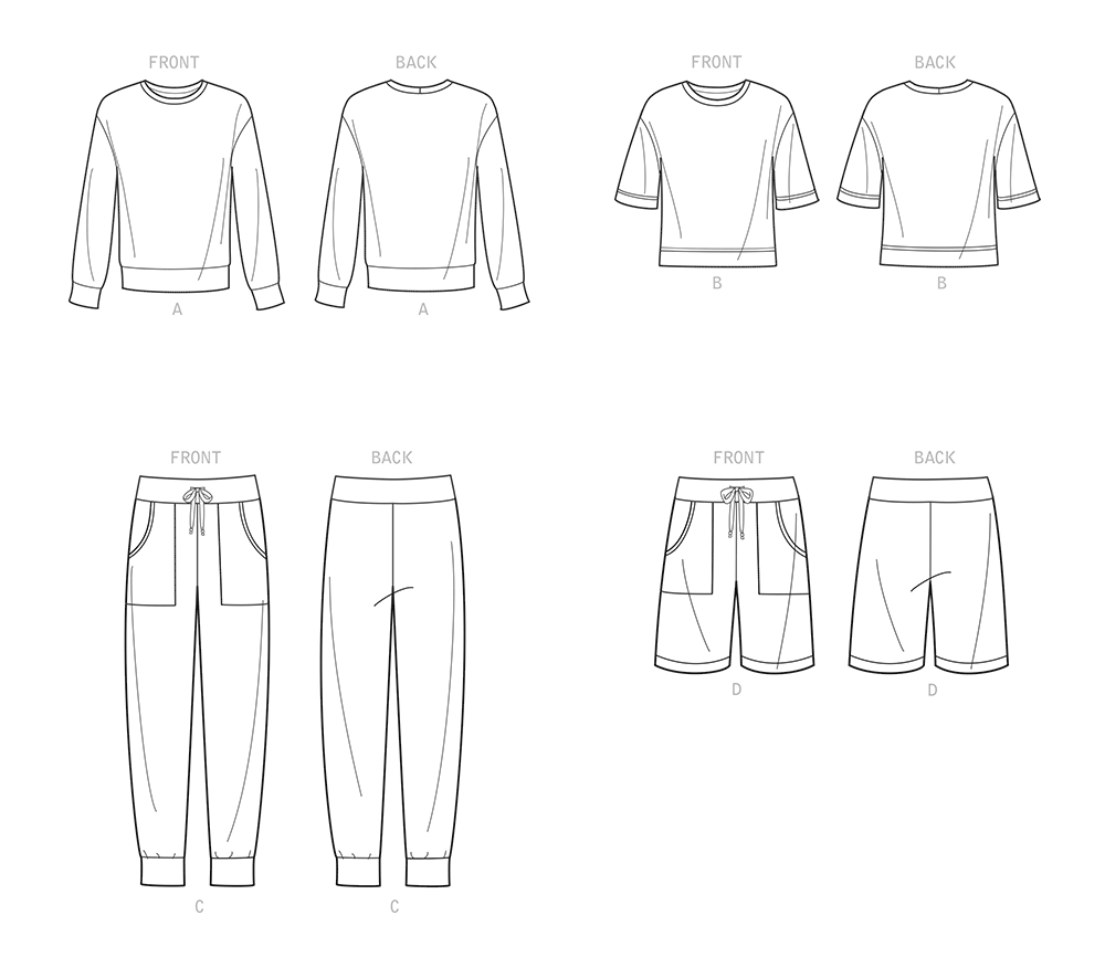 Simplicity S9337 sewing pattern envelope showing unisex casual outfits