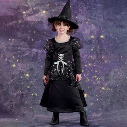 Simplicity S9348 sewing pattern envelope showing four children dressed in witch costumes and hats