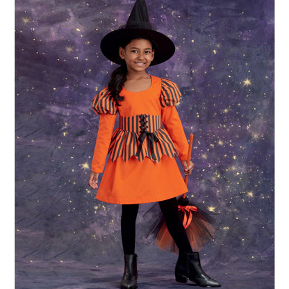Simplicity S9348 sewing pattern envelope showing four children dressed in witch costumes and hats