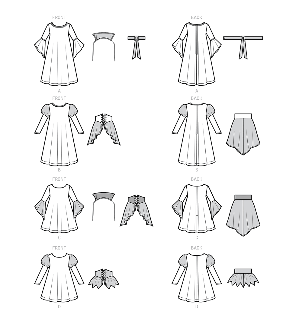 Simplicity S9348 sewing pattern envelope showing four children dressed in witch costumes and hats