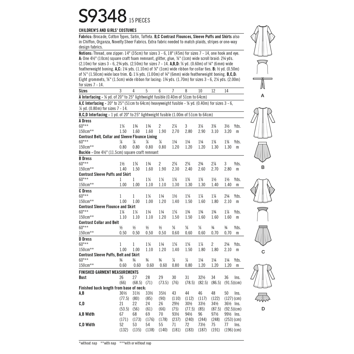 Simplicity S9348 sewing pattern envelope showing four children dressed in witch costumes and hats