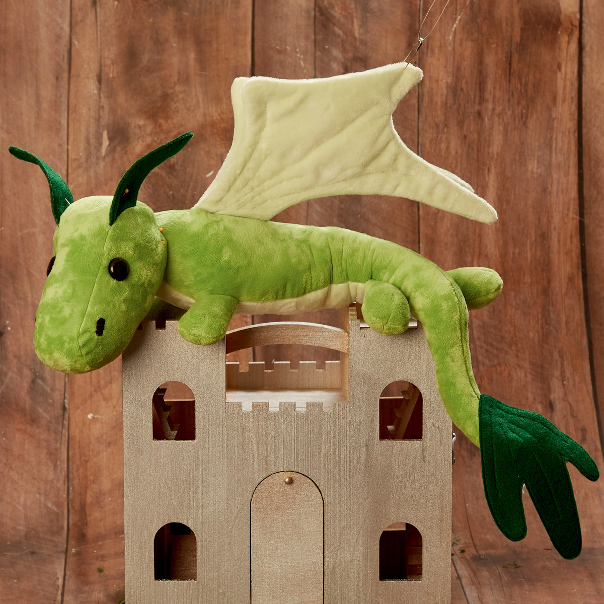 Simplicity S9363 sewing pattern envelope showing green, red and cream plush dragon soft toys