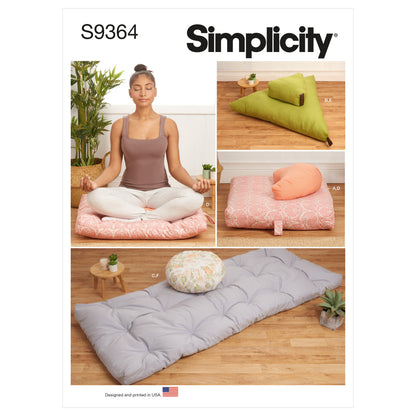 Simplicity S9364 sewing pattern envelope showing floor cushions for a meditation space