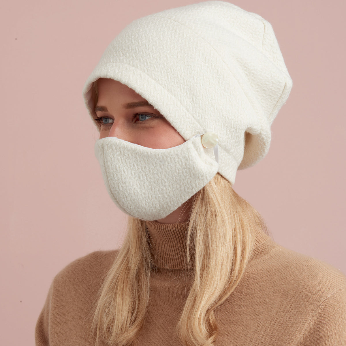 Simplicity S9368 sewing pattern envelope showing matching hats, hooded infinity scarf and masks
