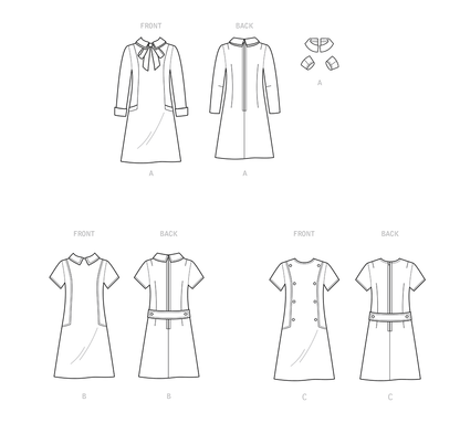 Simplicity S9371 sewing pattern envelope showing women's collared dresses with belt