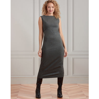 Simplicity S9372 sewing pattern envelope showing women's slim fit dresses