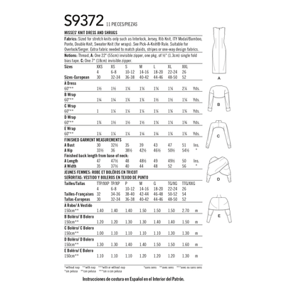 Simplicity S9372 sewing pattern envelope showing women's slim fit dresses