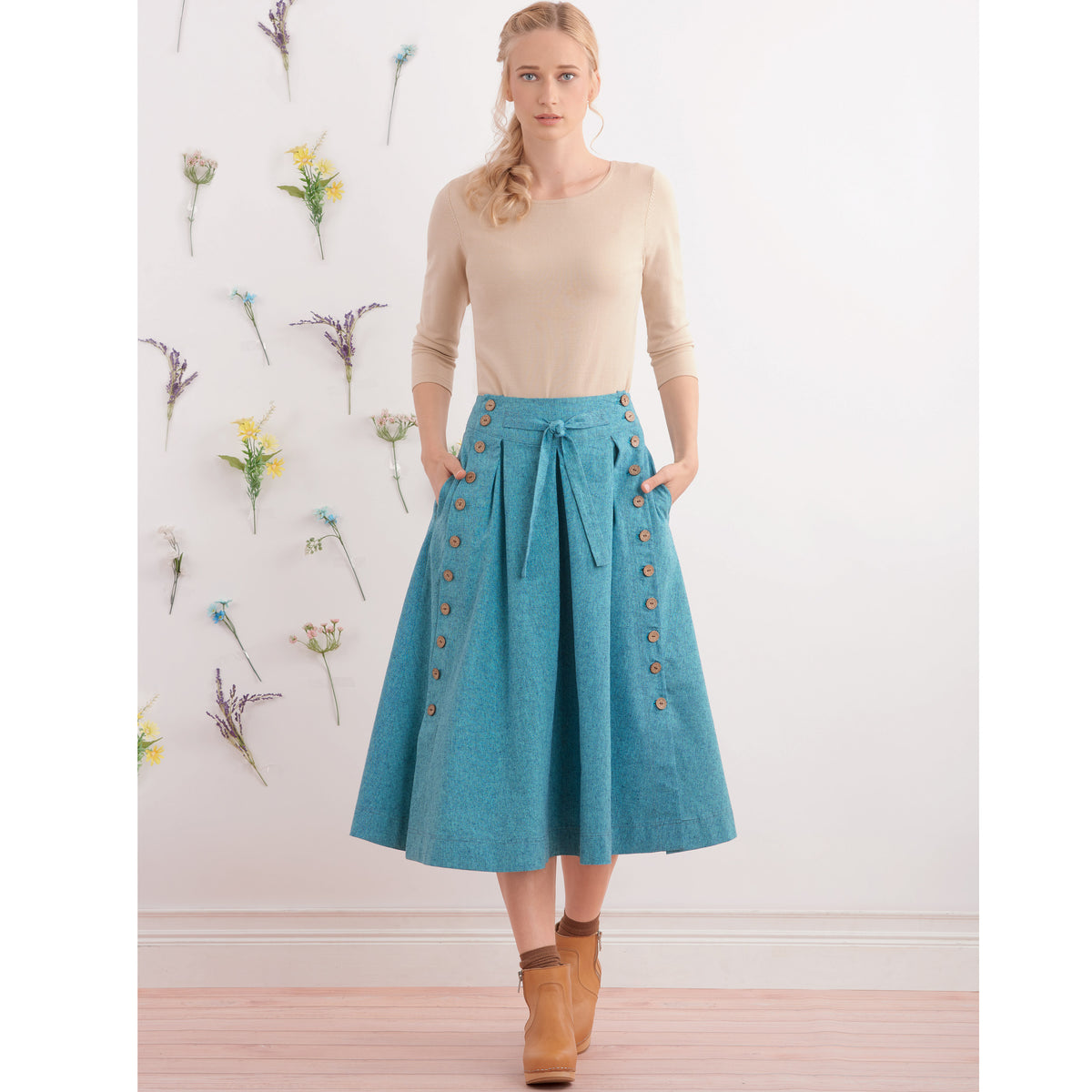 Simplicity S9377 sewing pattern envelope showing women's pleated skirts and trousers