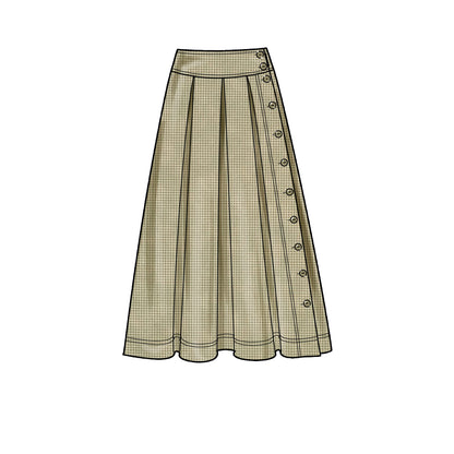 Simplicity S9377 sewing pattern envelope showing women's pleated skirts and trousers